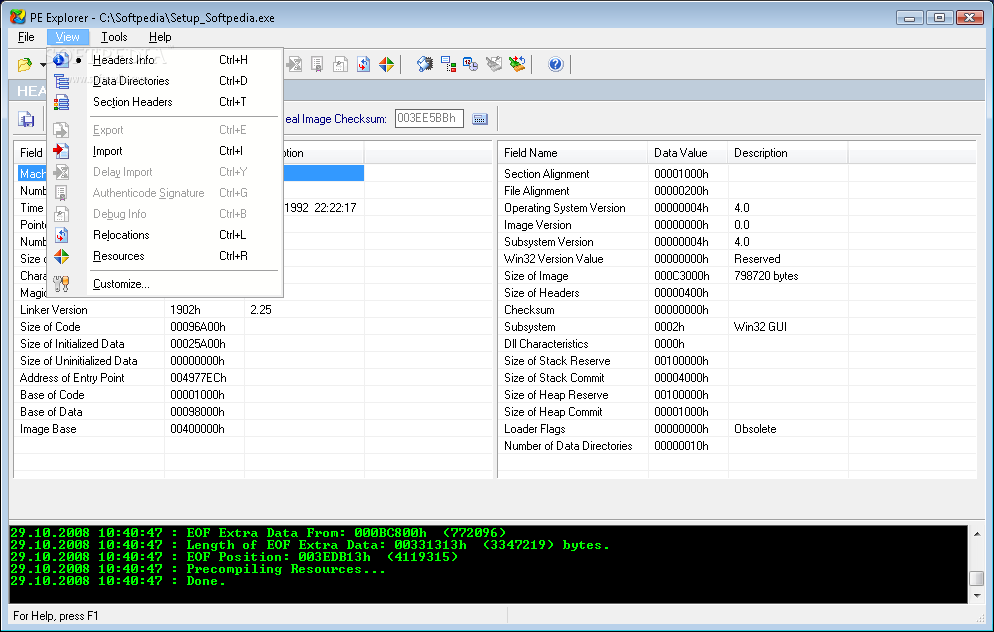 لعرض ملفات DLL و EXE التنفيذية PE Explorer 1.99 R6 | برامج كاملة
